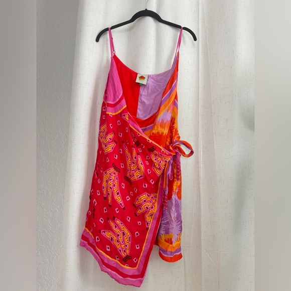 Farm Rio Mixed Print Scarf Mini Wrap Dress. Large - Picture 3 of 9